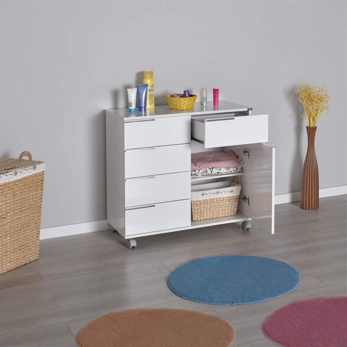 Hanah Home Armario Multiusos Blanco con 5 Cajones Hanah Home Armario Multiusos Blanco con 5 Cajones